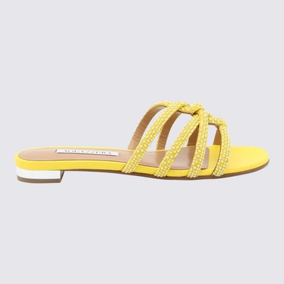 Aquazzura Yellow Leather Sandals In Citron