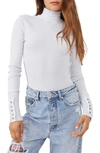 Free People Freya Long Sleeve Mock Neck Top In Iced Water