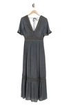 Wishlist Short Sleeve Crochet Dress In Charcoal