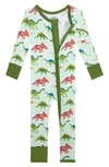 Posh Peanut Buddy Fitted Convertible Footie Pajamas In Open Green
