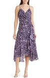 CHELSEA28 FAUX WRAP FLORAL MIDI DRESS