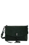 Rebecca Minkoff Darren Top Zip Leather Crossbody Bag In Bottle Green
