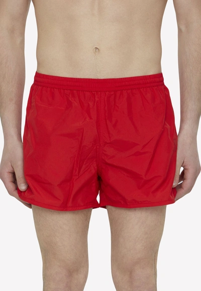 Ami Alexandre Mattiussi Adc Logo Swim Shorts In Red