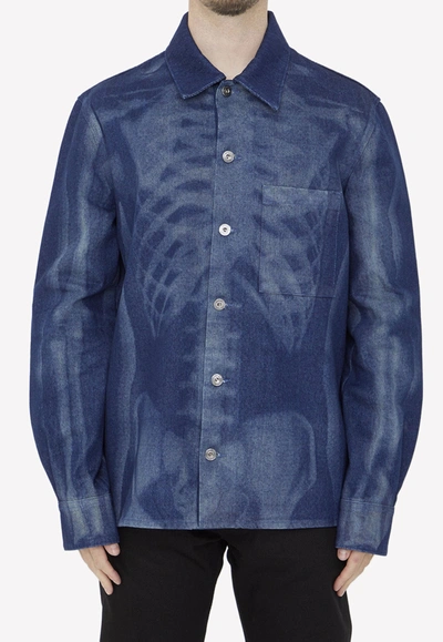 Off-white Body Scan Over Denim Shirt In Light Blue