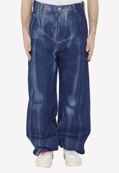 Off-white Body Scan Oversized Jeans In Blue