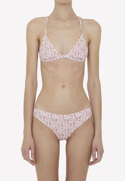 Moncler All-over Logo Bikini Set In Pink