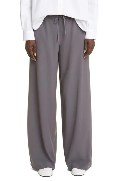 The Row Barrie Virgin Wool Drawstring Trousers In Dove Grey