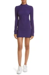 Sammy B Mock Neck Long Sleeve Mesh Body-con Dress In Purple
