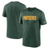 Nike Green Green Bay Packers Legend Wordmark Performance T-shirt In Green