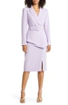 Tahari Asl Belted Wrap Skirt Suit In Lilac