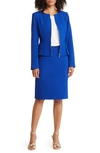 Tahari Asl Zipper Jacket Skirt Suit In Cobalt