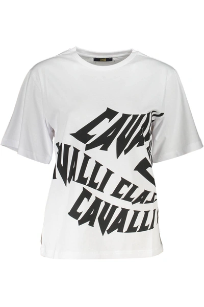 Cavalli Class Chic Printed Tee With Classic Women's Elegance In White