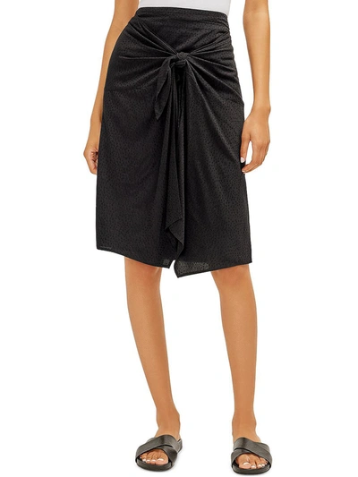 Three Dots Womens Wrap Tie Wrap Skirt In Black
