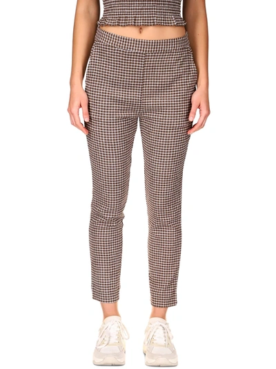 Sanctuary Womens Check Print Textured Ankle Pants In Gold