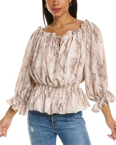 ELIE TAHARI OFF-THE-SHOULDER SILK BLOUSE