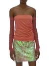 Helmut Lang Sheer Off-the-shoulder Top In Pink