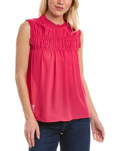 Max Studio Ruffle Neck Blouse In Pink