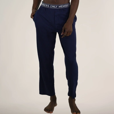 Members Only Men's Jersey Sleep Pant Logo Elastic In Blue