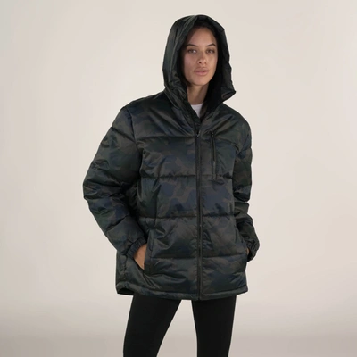 Members Only Women's Twill Block Puffer Oversized Jacket In Green