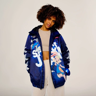 Members Only Women's Space Jam Galaxy Midweight Oversized Jacket In Blue