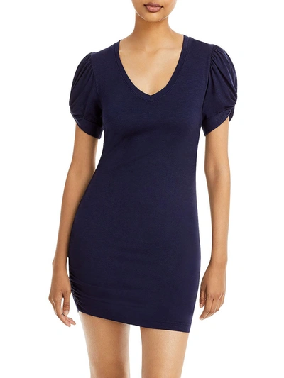 Sundry Juniors Womens V-neck Mini T-shirt Dress In Blue