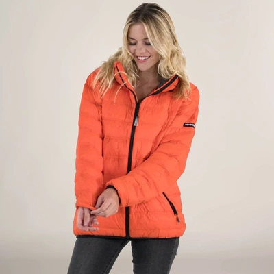 Members Only Women's Zip Front Puffer Oversized Jacket In Orange