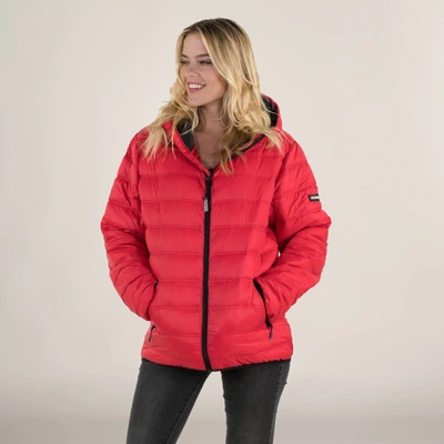 Members Only Women's Zip Front Puffer Oversized Jacket In Red