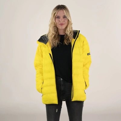 Members Only Women's Zip Front Puffer Oversized Jacket In Yellow