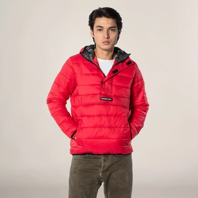 Members Only Men's Popover Puffer Jacket In Red