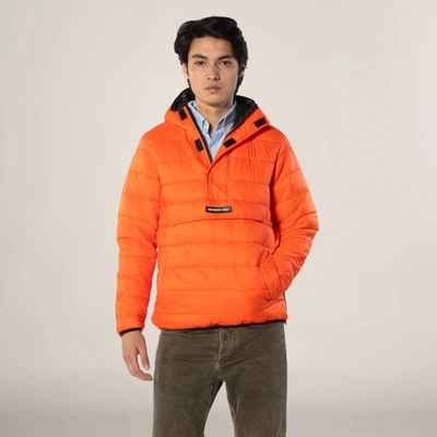 Members Only Men's Popover Puffer Jacket In Orange