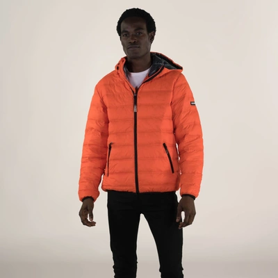Members Only Men's Zip Front Puffer Jacket In Orange