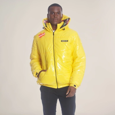 Members Only Men's Nickelodeon Shiny Collab Puffer Jacket In Yellow