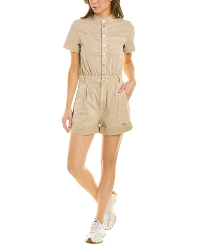 Ba&sh Daquila Gathered Cotton And Linen-blend Twill Playsuit In Beige