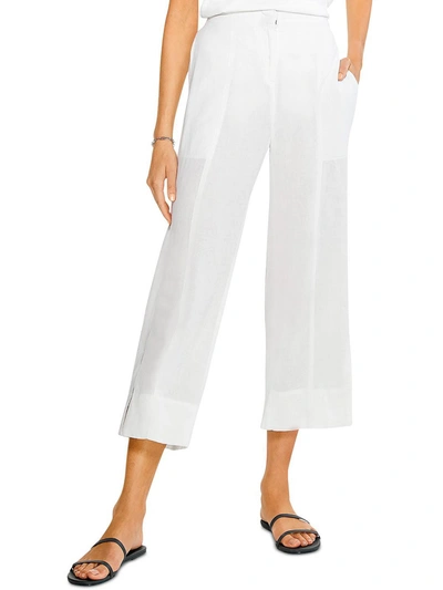 Nic + Zoe Womens Linen Relaxed Fit Wide Leg Pants In White