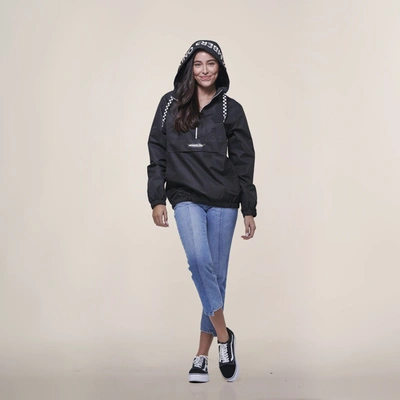 Members Only Women's Poly Taslon Pullover Jacket With Hood In Black