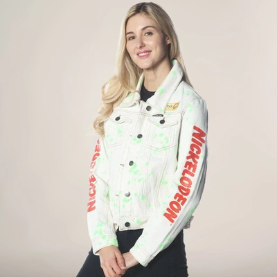 Members Only Women's White Denim Nickelodeon Trucker With Pai Jacket