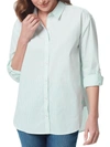 GLORIA VANDERBILT WOMENS COLLARED STRIPED BUTTON-DOWN TOP