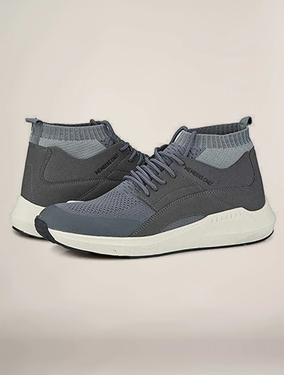 Members Only Men's Knit Sock Mesh Fashion Sneaker In Grey