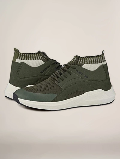 Members Only Men's Knit Sock Mesh Fashion Sneaker In Green