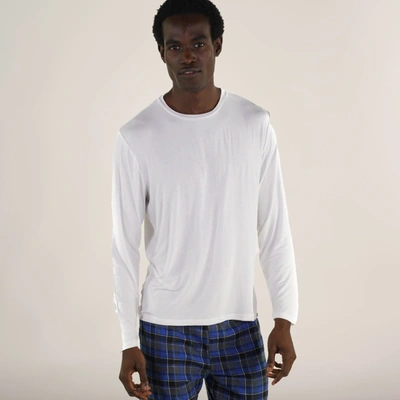 Members Only Long Sleeve Knit Sleep Shirt In White