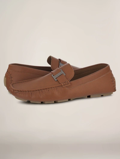 Members Only Men's Faux Leather Driving Shoes In Brown