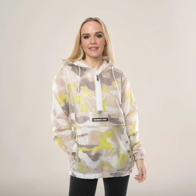 Members Only Women's Translucent Camo Print Popover Oversized Jacket In Green