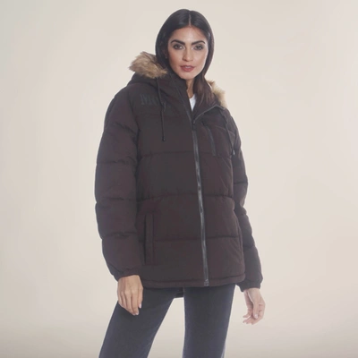 Members Only Women's Cotton Puffer Oversized Jacket In Brown