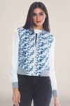 Members Only Women's Camouflage Baseball Jacket With Nylon Sleeves In Multi