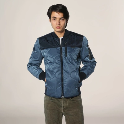 Members Only Men's Oval Quilt Bomber Jacket In Blue
