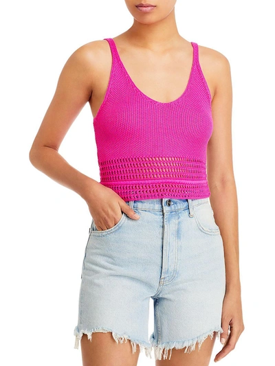 Aqua Womens Pointelle Scoop-neck Tank Top In Hot Pink