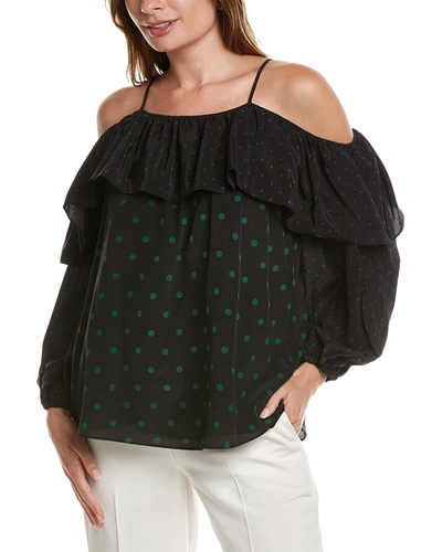 ELIE TAHARI OFF-THE-SHOULDER SILK BLOUSE