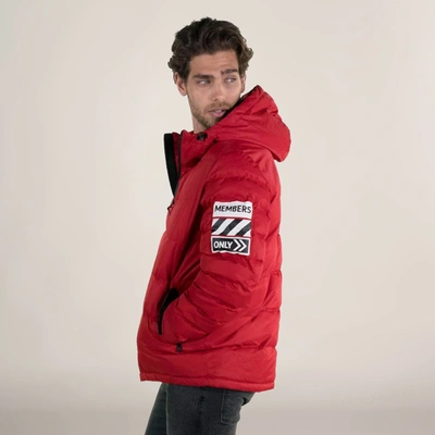 Members Only Men's Twill Puffer Jacket In Red