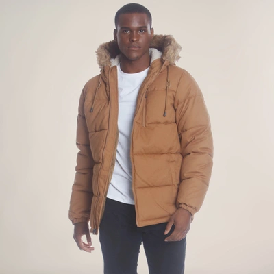 Members Only Men's Cotton Puffer Jacket In Brown