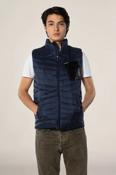 Members Only Men's Puffer Vest Jacket In Blue